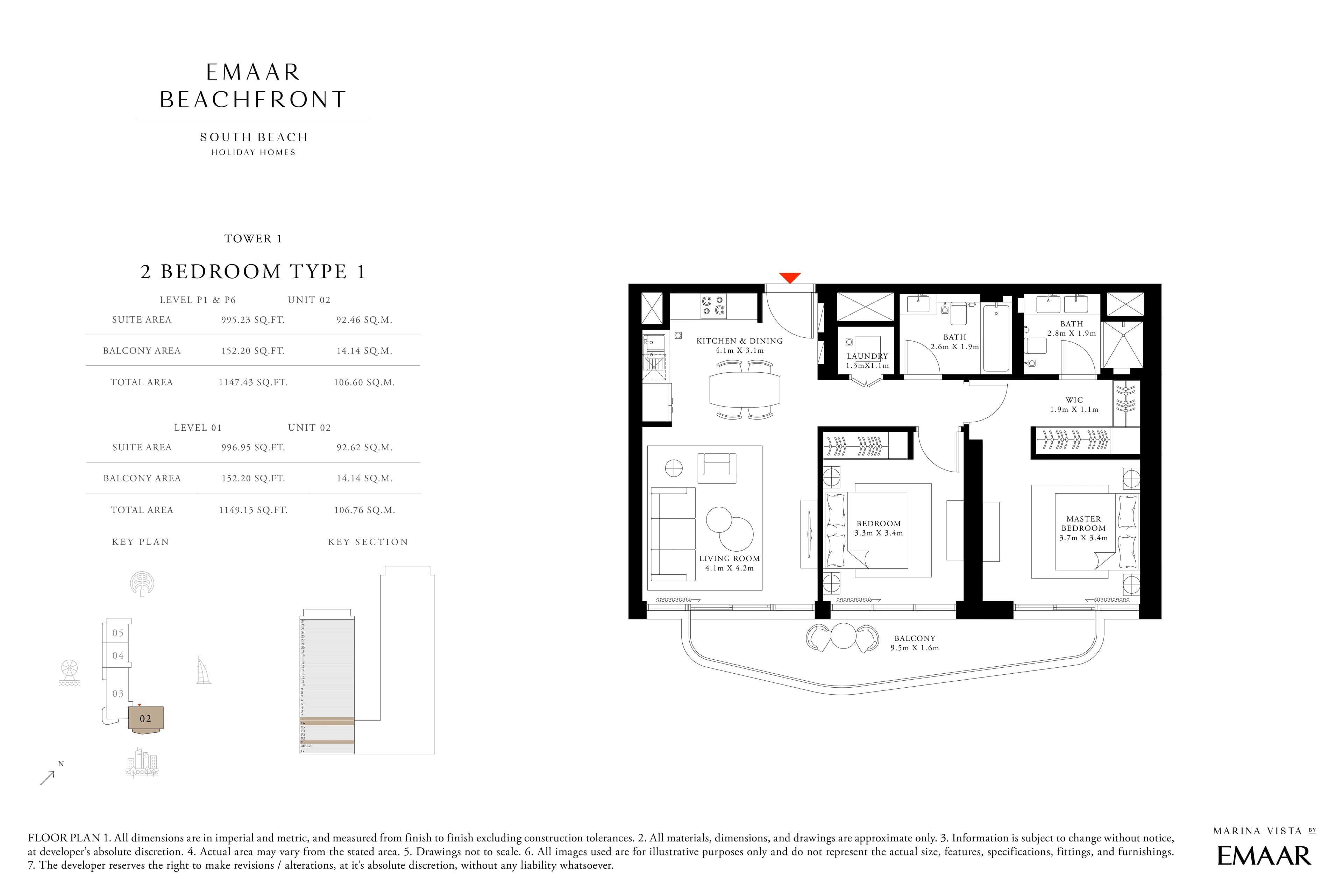 South Beach, 2-Bed Floor Plan, type: 2 Bedroom