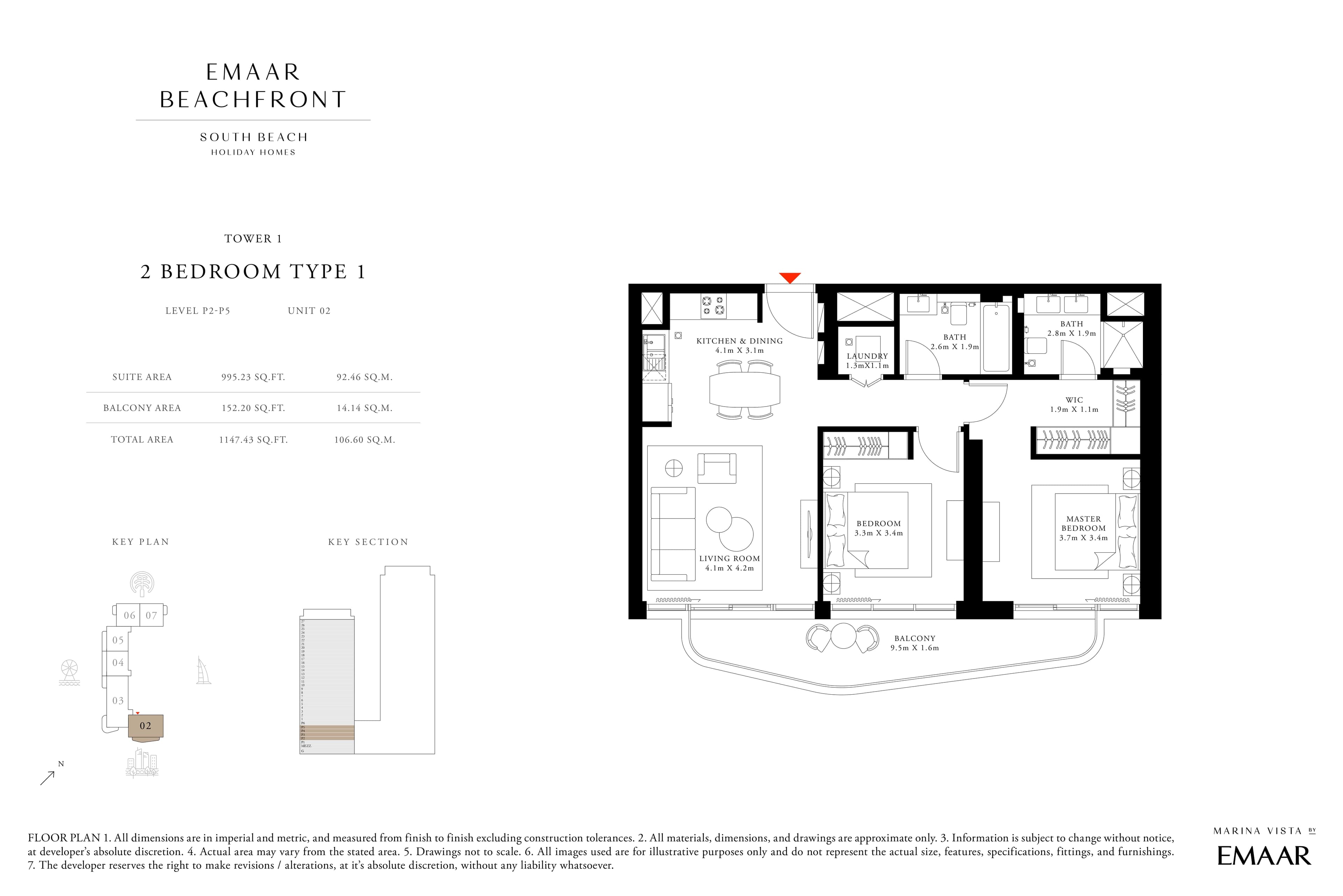 South Beach, 2-Bed Floor Plan, type: 2 Bedroom