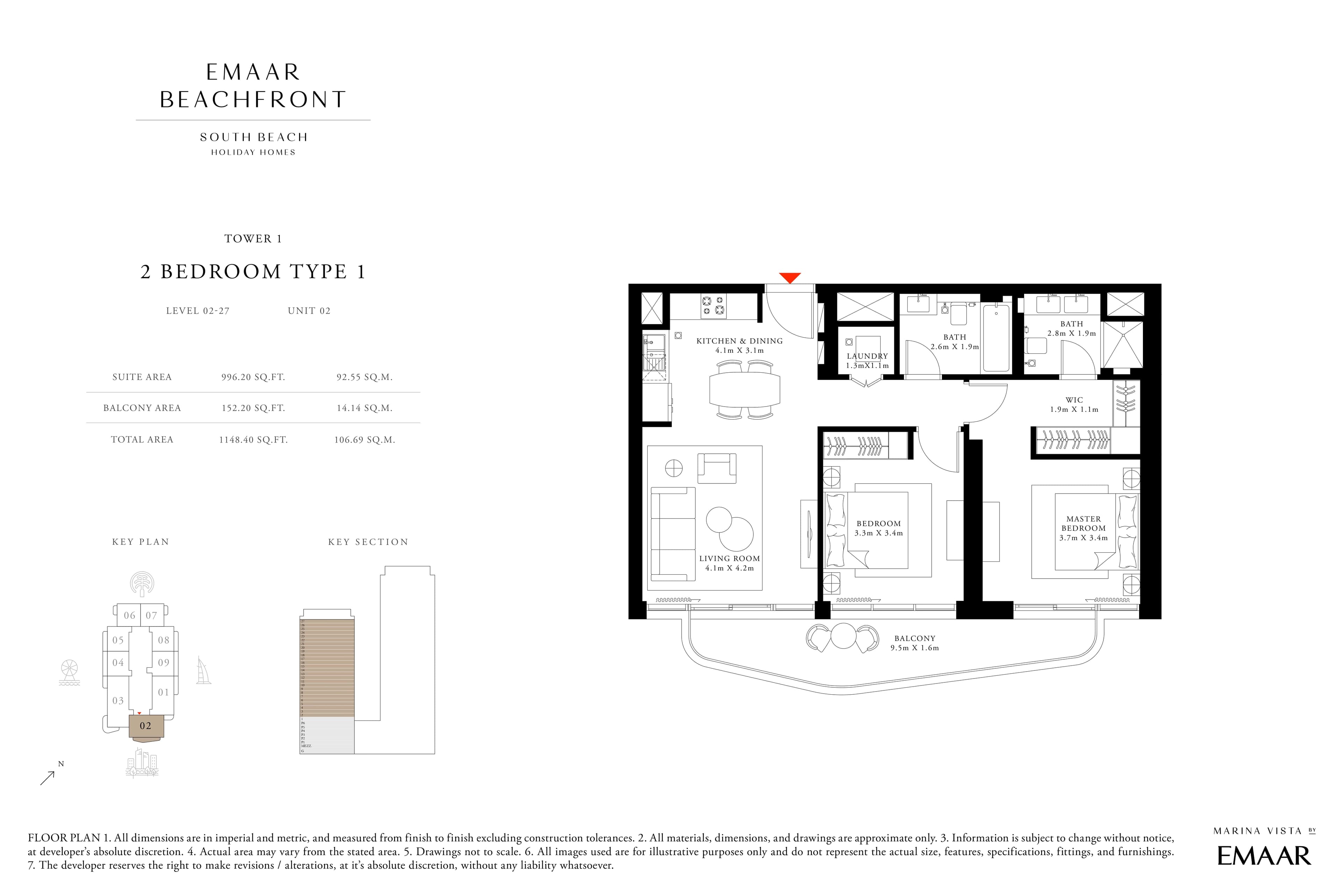 South Beach, 2-Bed Floor Plan, type: 2 Bedroom