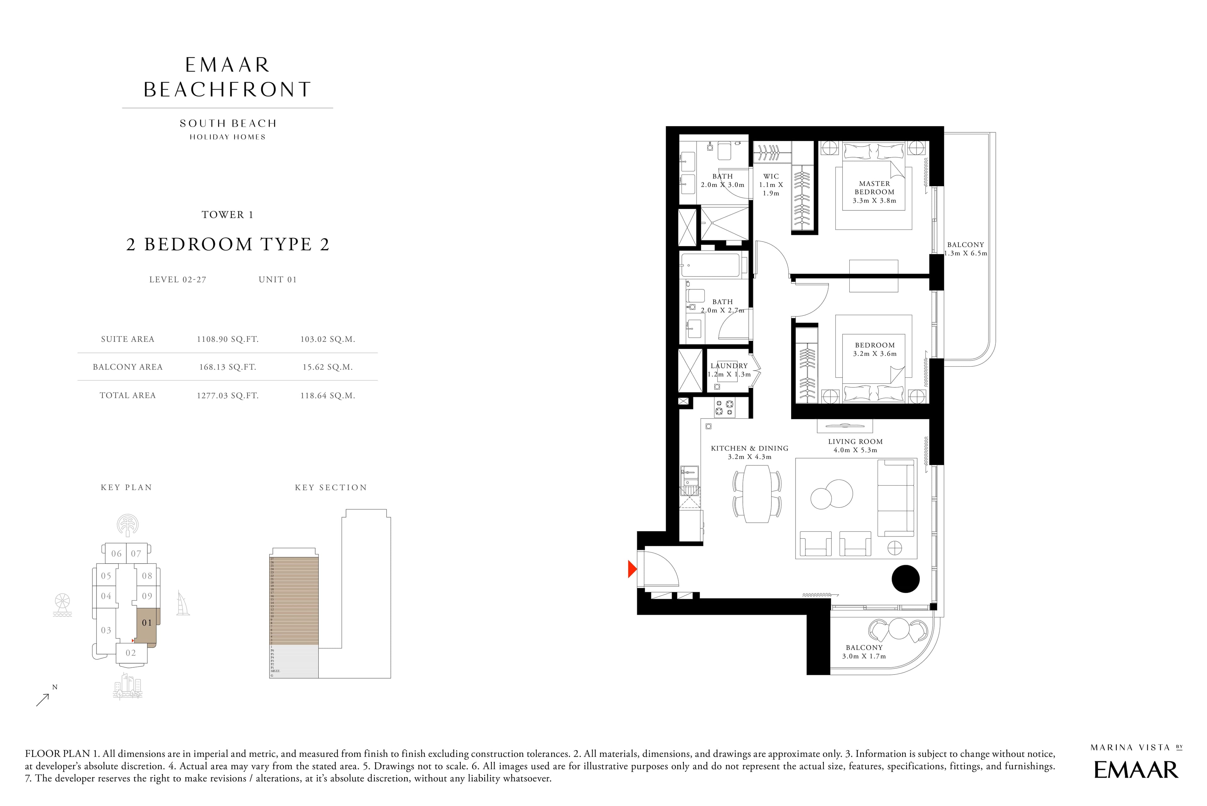 South Beach, 2-Bed Floor Plan, type: 2 Bedroom