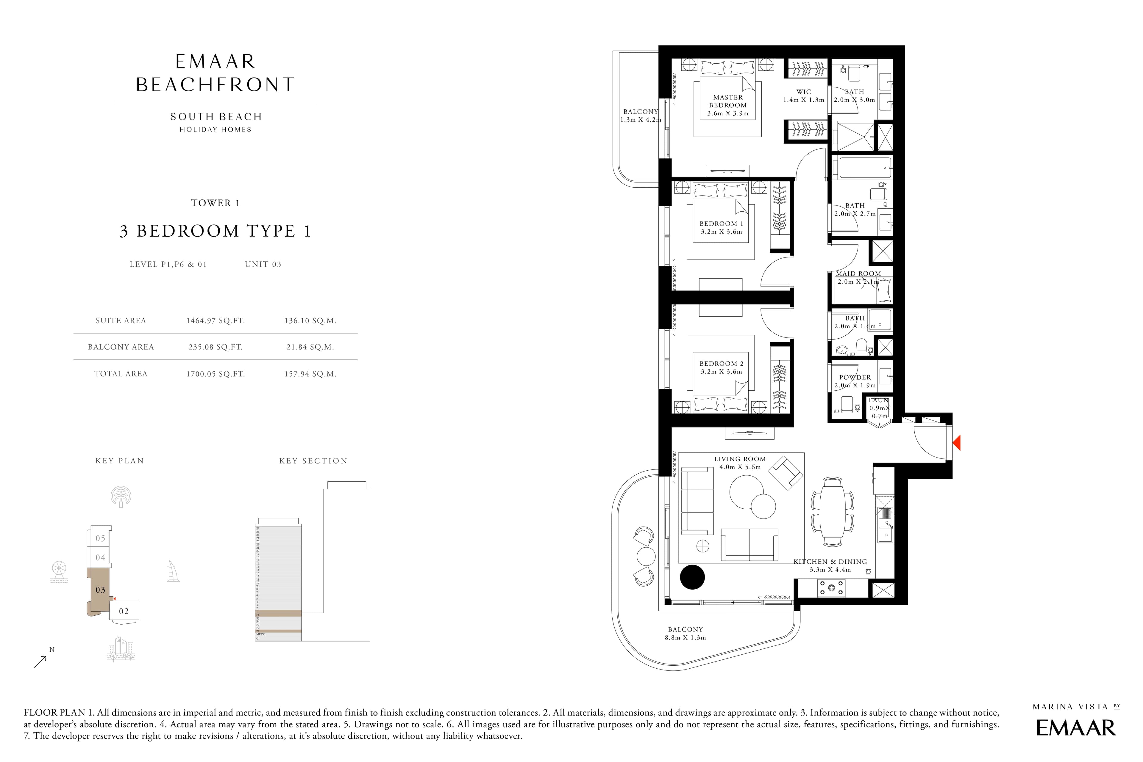 South Beach, 3-Bed Floor Plan, type: 3 Bedroom