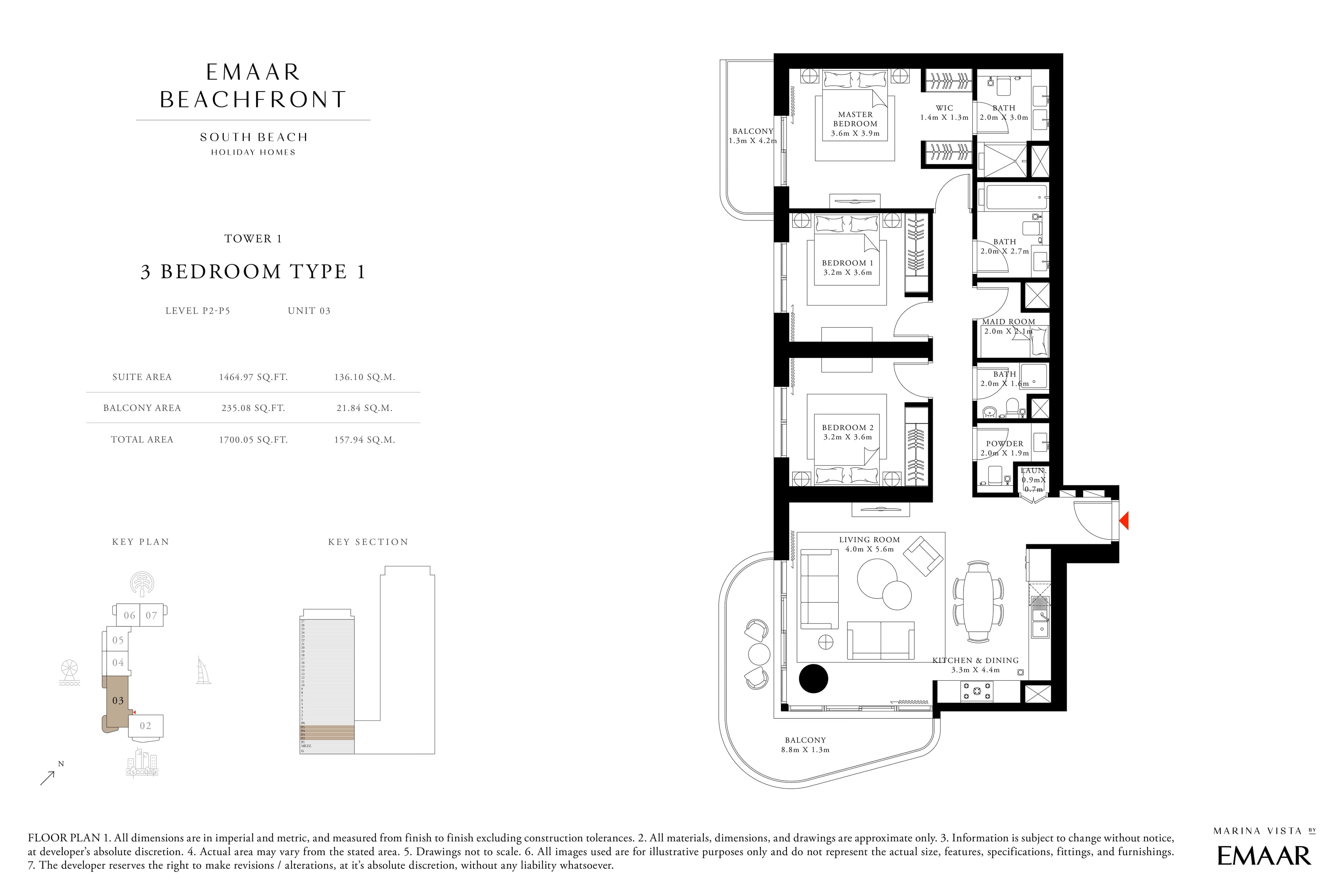 South Beach, 3-Bed Floor Plan, type: 3 Bedroom