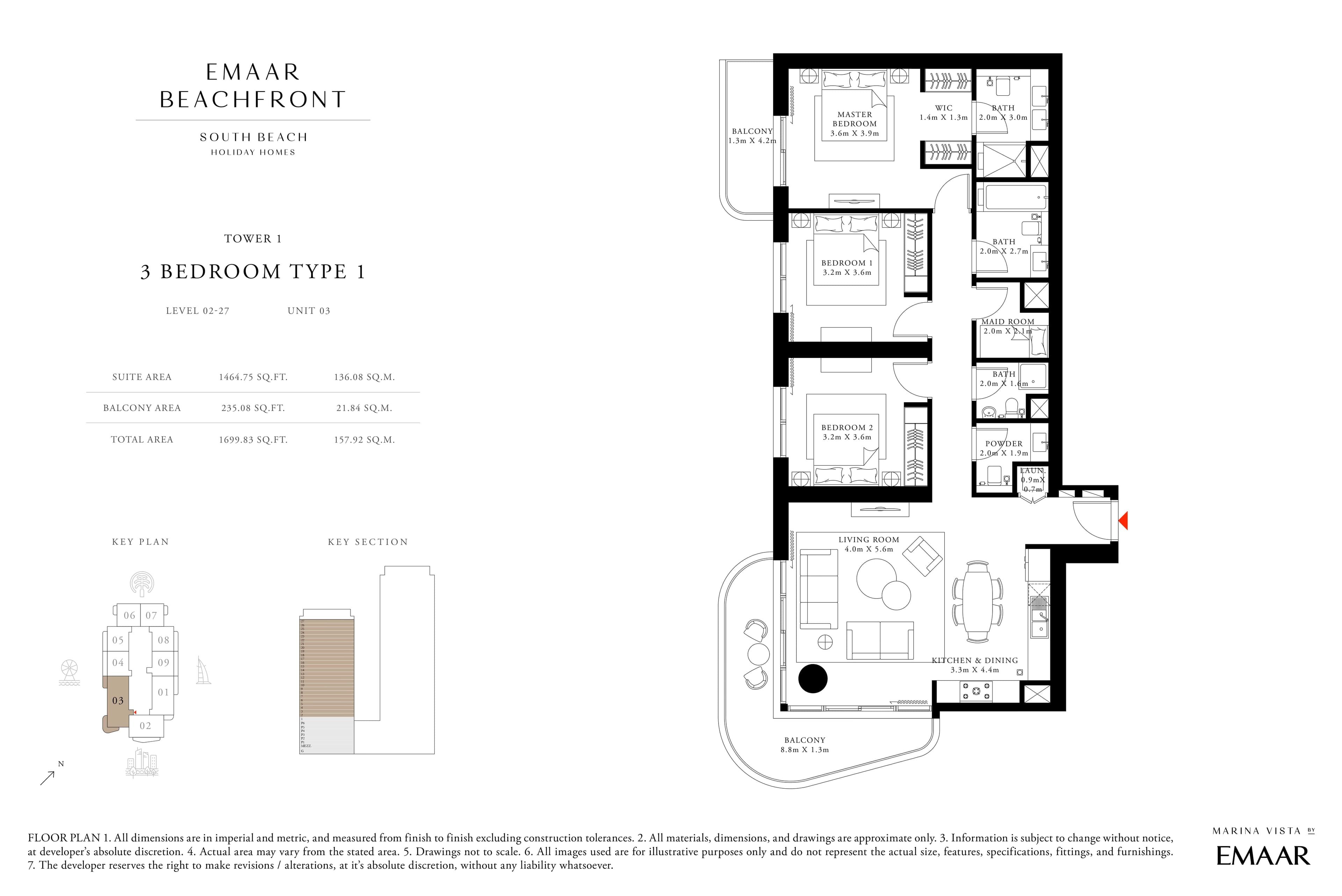 South Beach, 3-Bed Floor Plan, type: 3 Bedroom