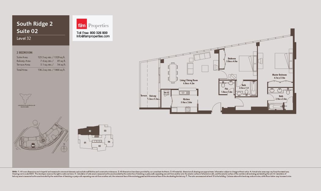 South Ridge 2, 2-Bed Floor Plan, type: South Ridge 2 - Suite 02