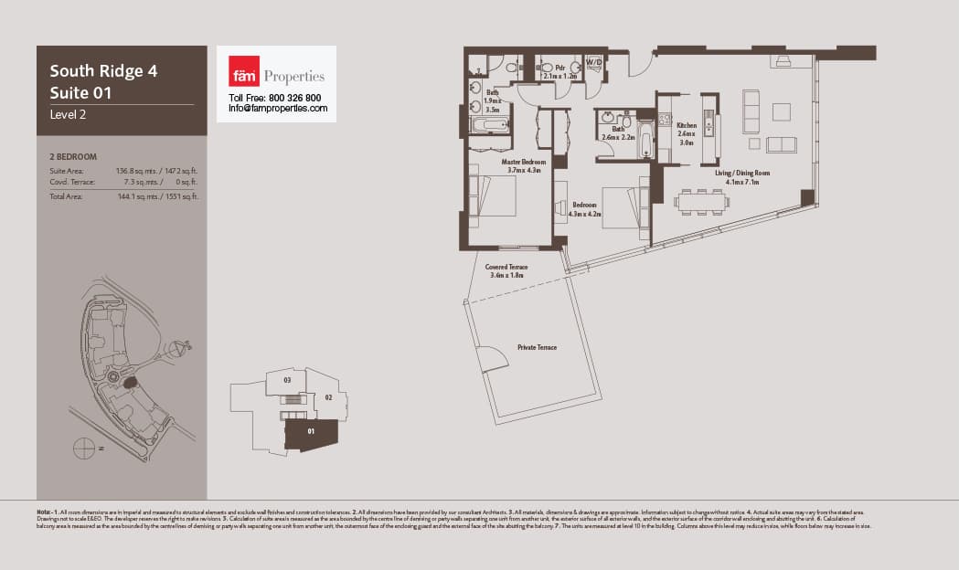 South Ridge 4, 2-Bed Floor Plan, type: South Ridge 4 - Suite 01