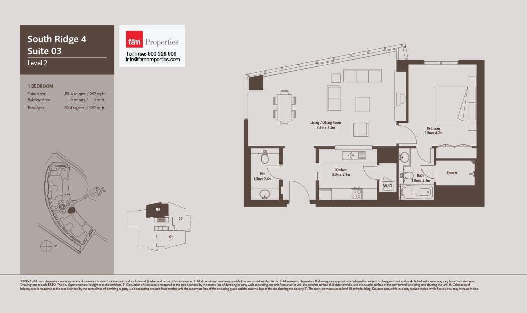 South Ridge 4, 2-Bed Floor Plan, type: South Ridge 4 - Suite 02