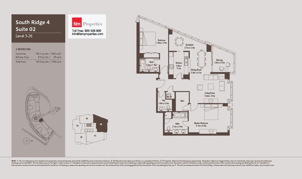 South Ridge 4, 2-Bed Floor Plan, type: South Ridge 4 - Suite 02