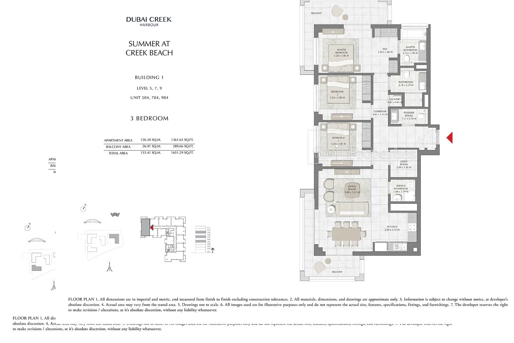 Summer at Creek Beach Building 1, 3-Bed Floor Plan, type: 3 Bedroom