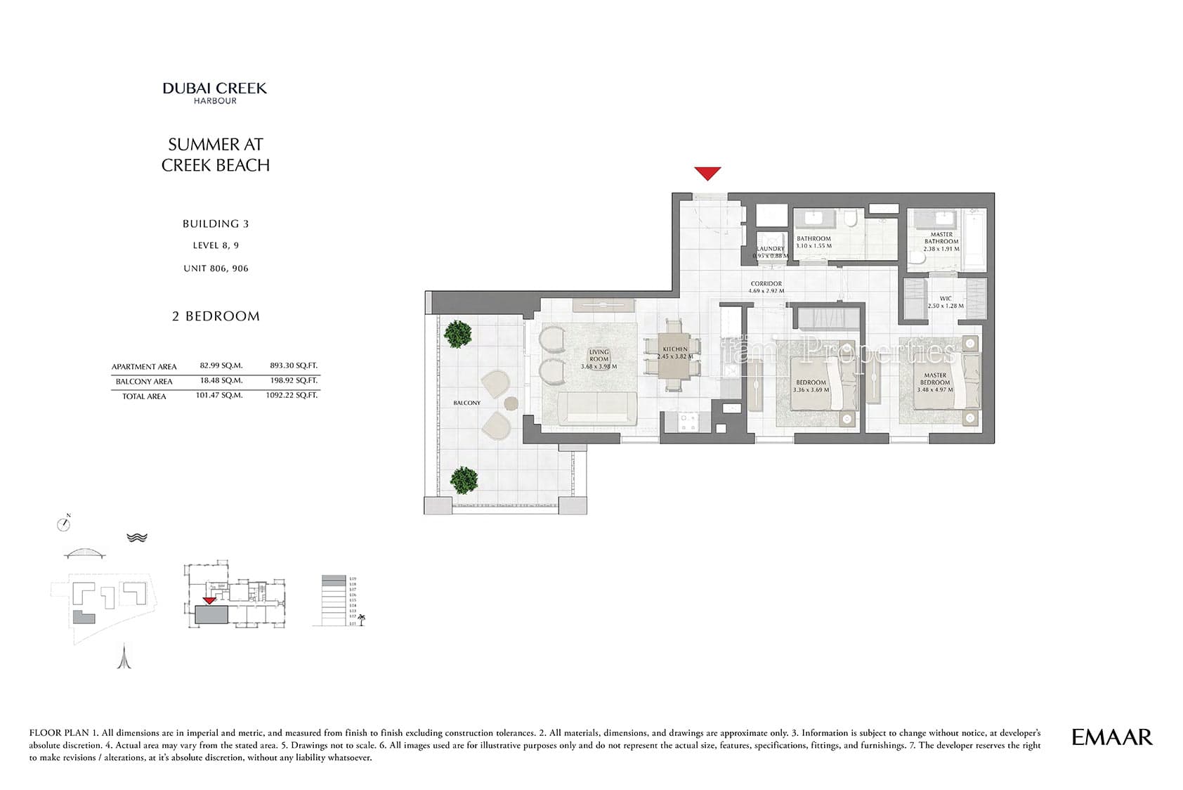 Summer at Creek Beach Building 1, 2-Bed Floor Plan, type: 2 Bedroom