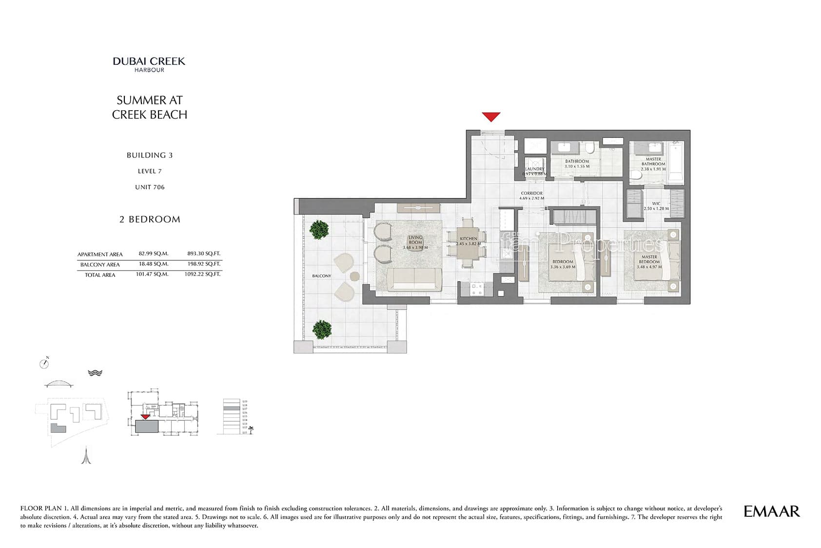 Summer at Creek Beach Building 1, 2-Bed Floor Plan, type: 2 Bedroom