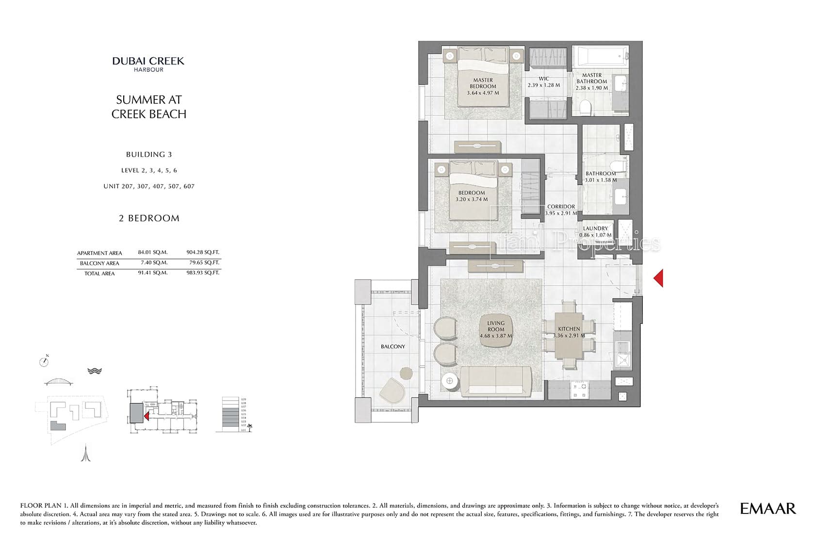 Summer at Creek Beach Building 1, 2-Bed Floor Plan, type: 2 Bedroom