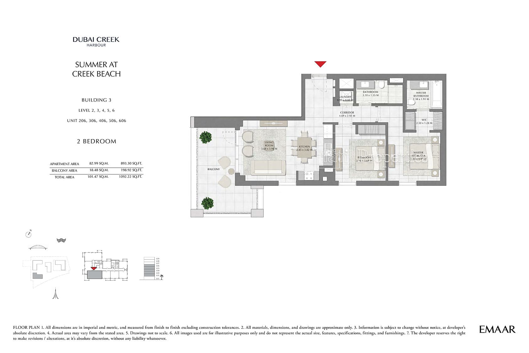 Summer at Creek Beach Building 1, 2-Bed Floor Plan, type: 2 Bedroom