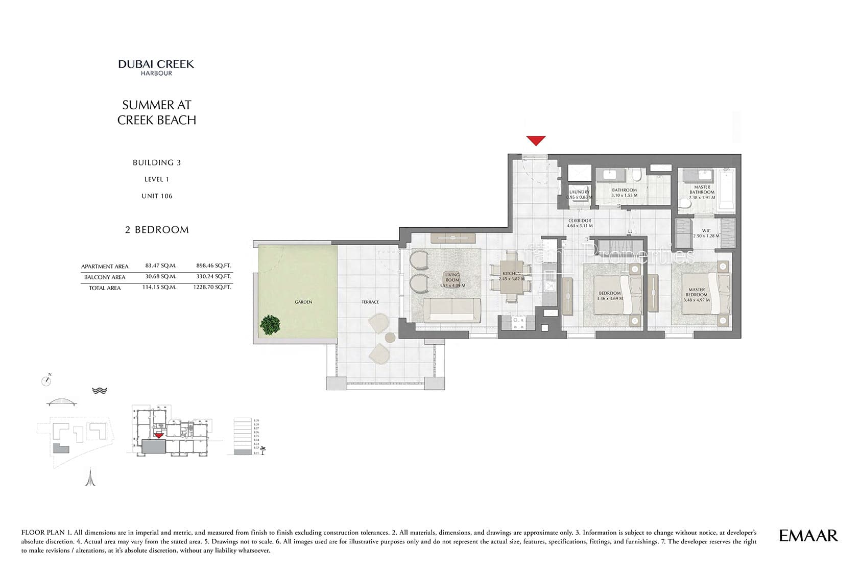 Summer at Creek Beach Building 1, 2-Bed Floor Plan, type: 2 Bedroom