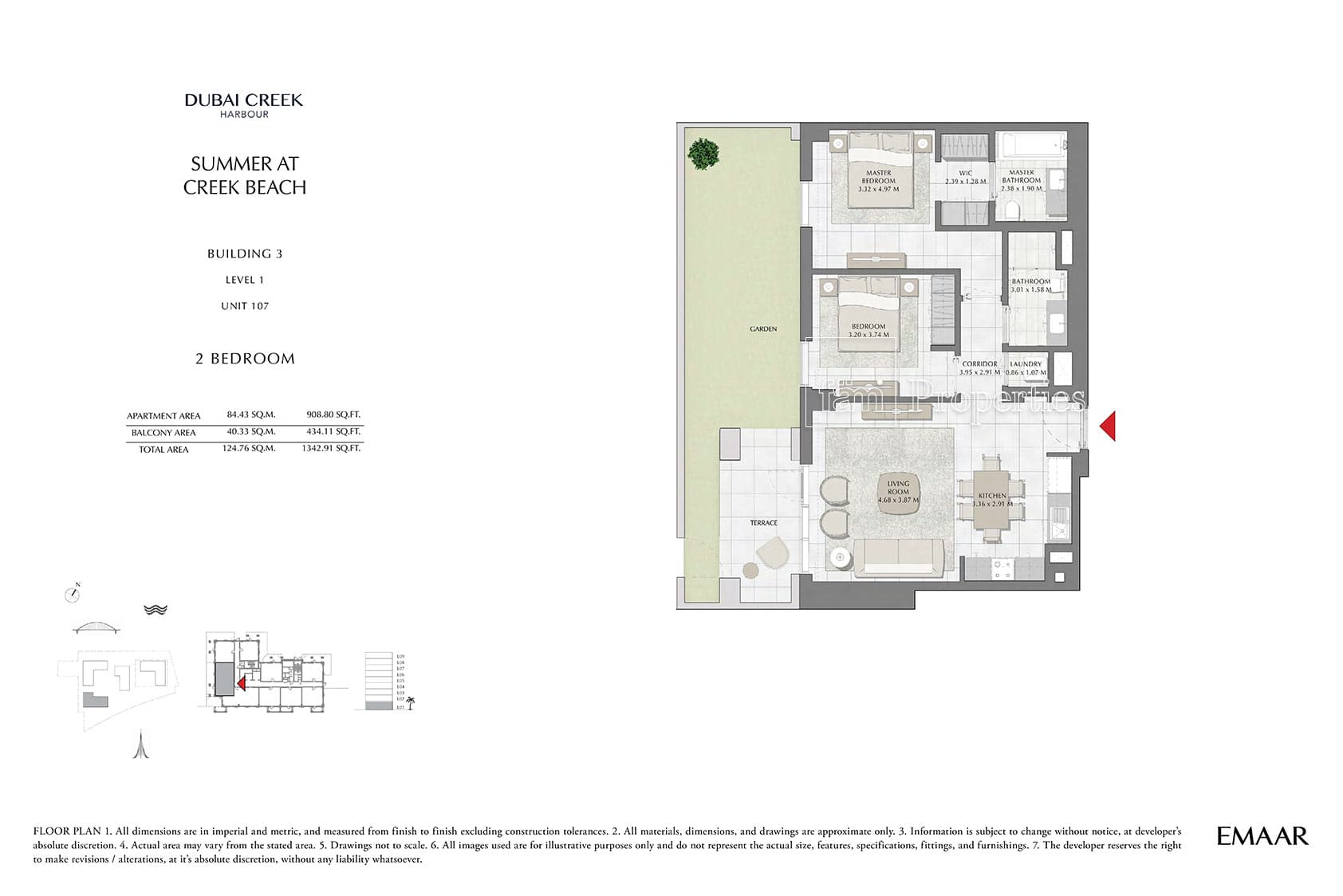 Summer at Creek Beach Building 1, 2-Bed Floor Plan, type: 2 Bedroom