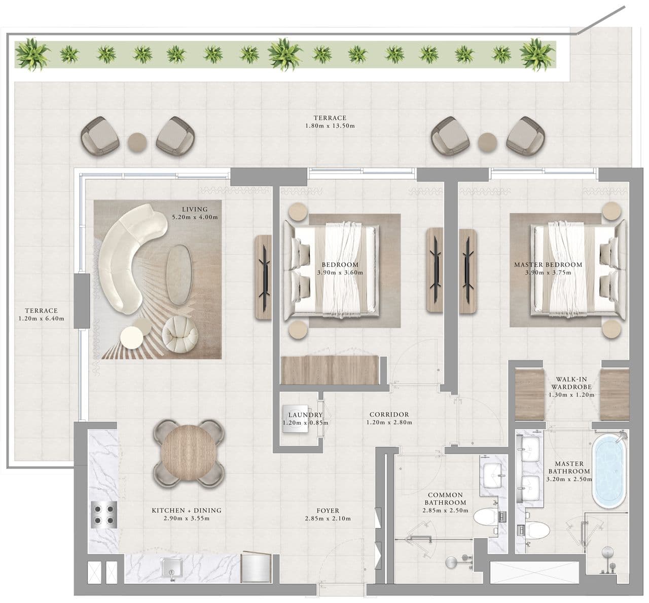Sunridge, 2-Bed Floor Plan, type: