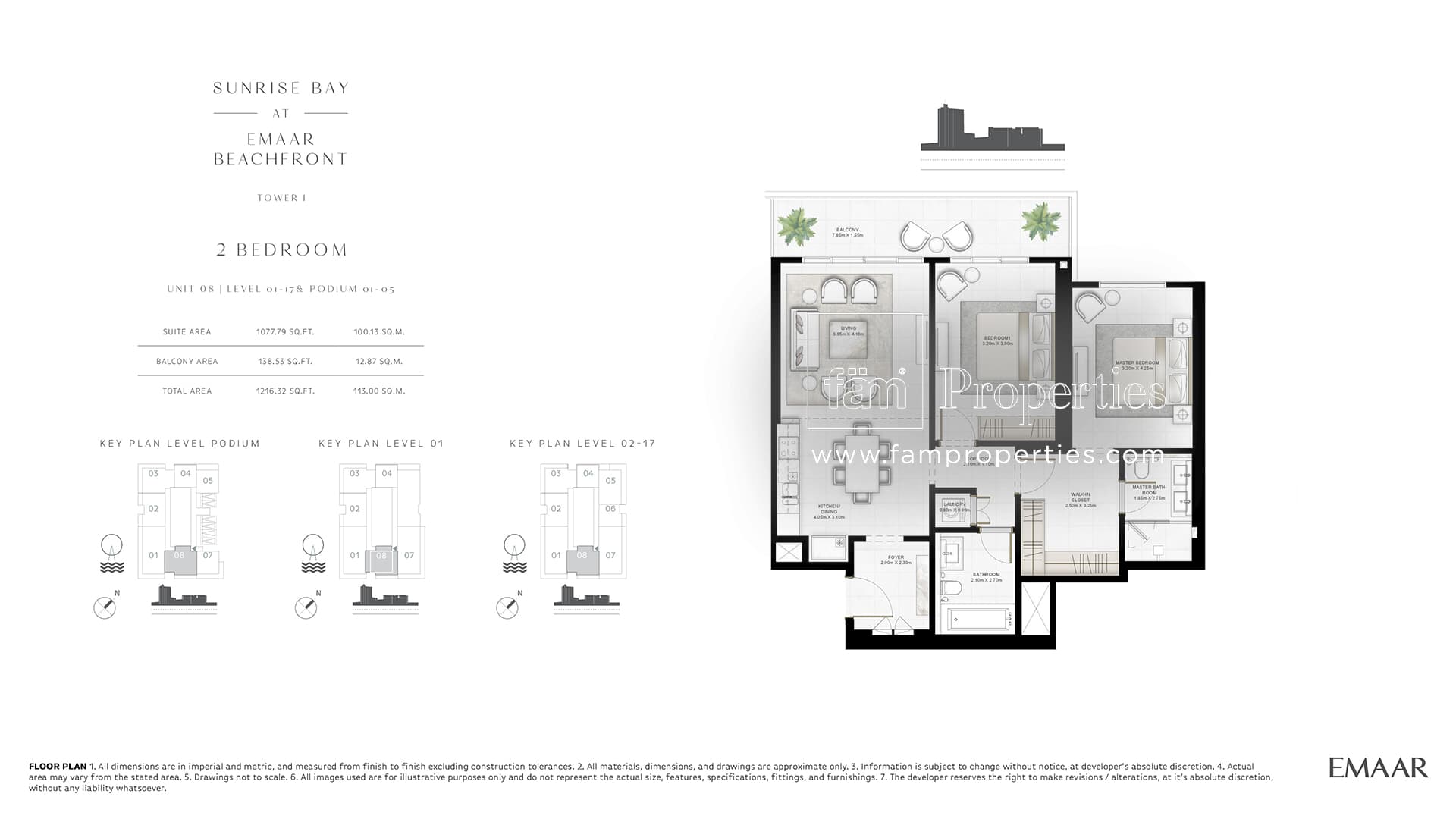 Sunrise Bay Tower 1, 2-Bed Floor Plan, type: 2 Bedroom