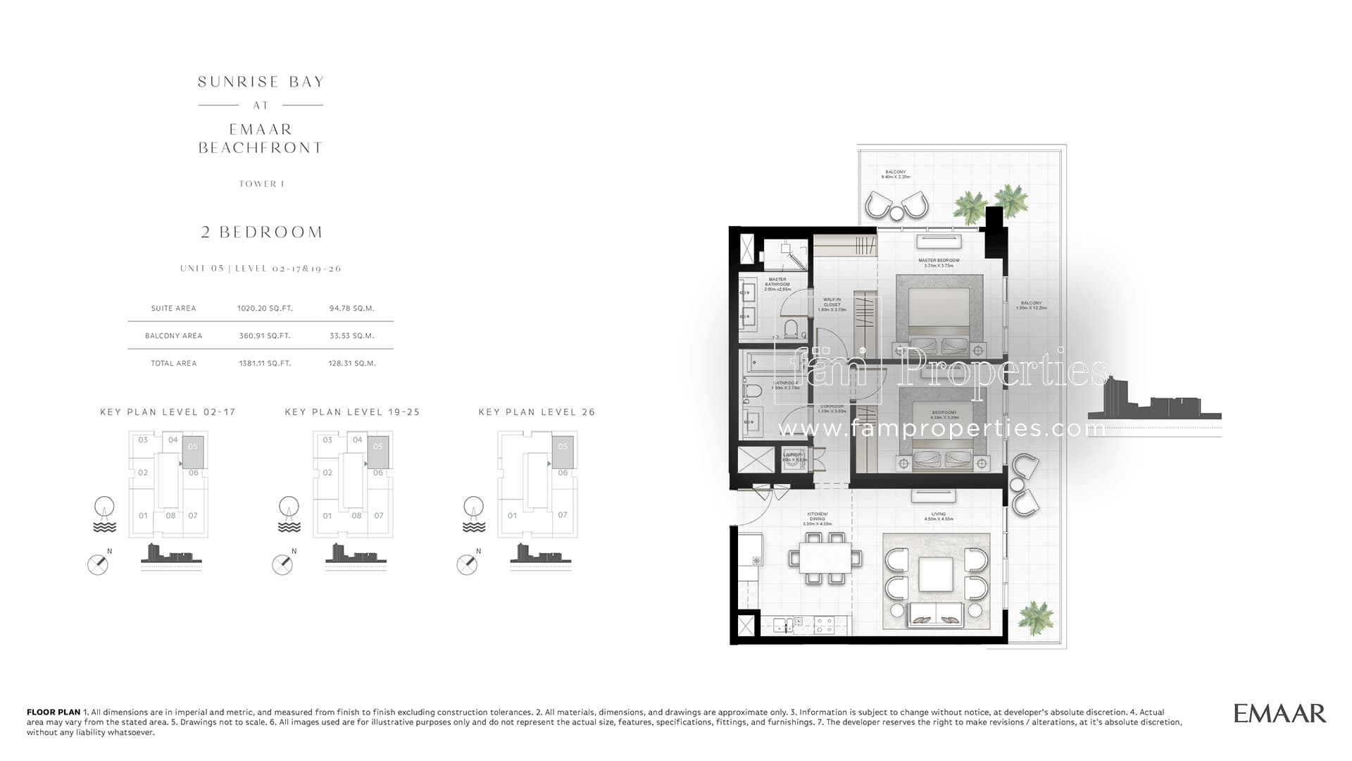 Sunrise Bay Tower 1, 2-Bed Floor Plan, type: 2 Bedroom