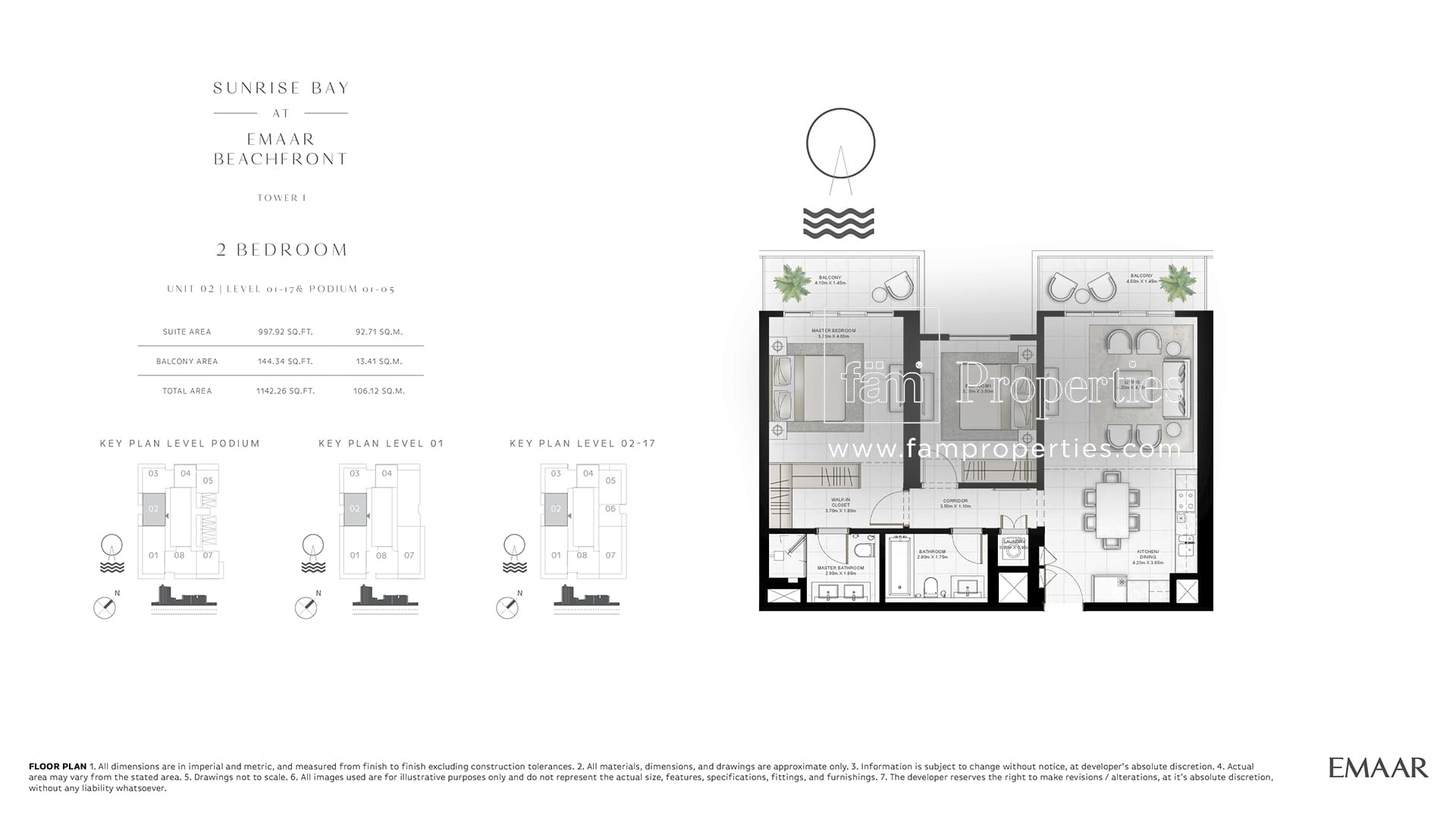 Sunrise Bay Tower 1, 2-Bed Floor Plan, type: 2 Bedroom