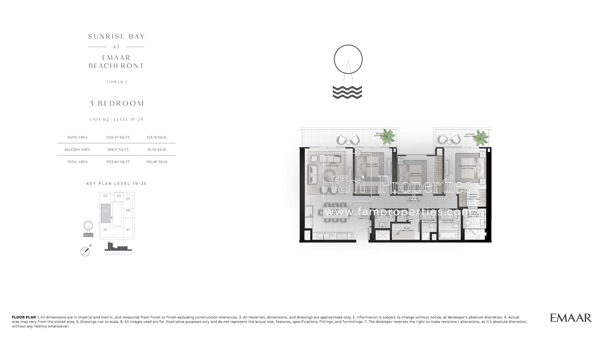 Sunrise Bay Tower 1, 3-Bed Floor Plan, type: 3 Bedroom