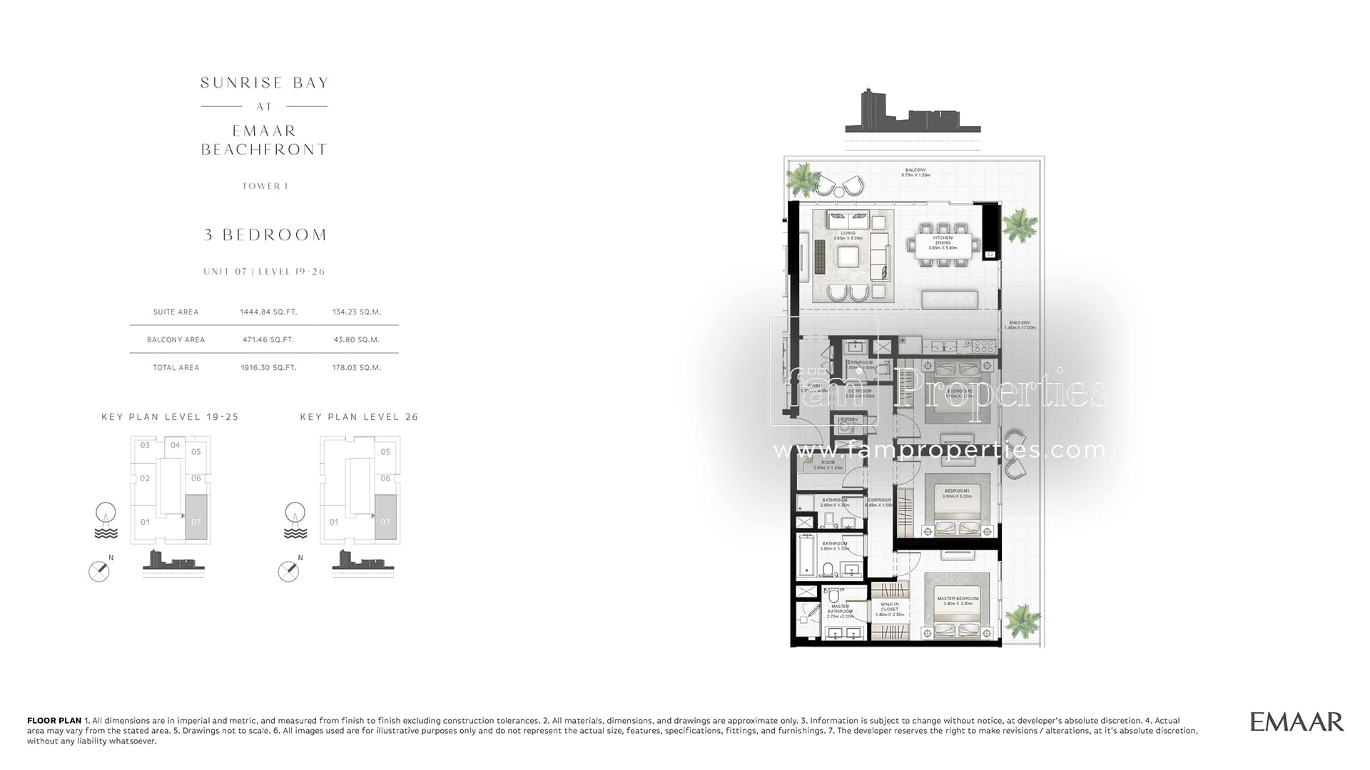 Sunrise Bay Tower 1, 3-Bed Floor Plan, type: 3 Bedroom