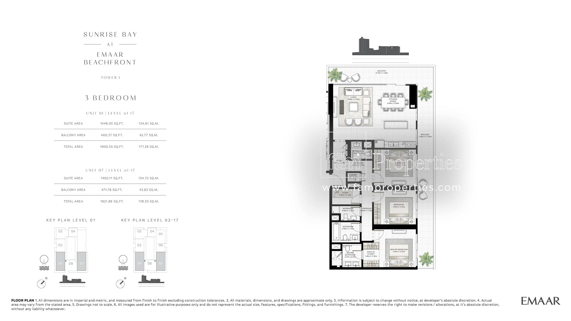Sunrise Bay Tower 1, 3-Bed Floor Plan, type: 3 Bedroom