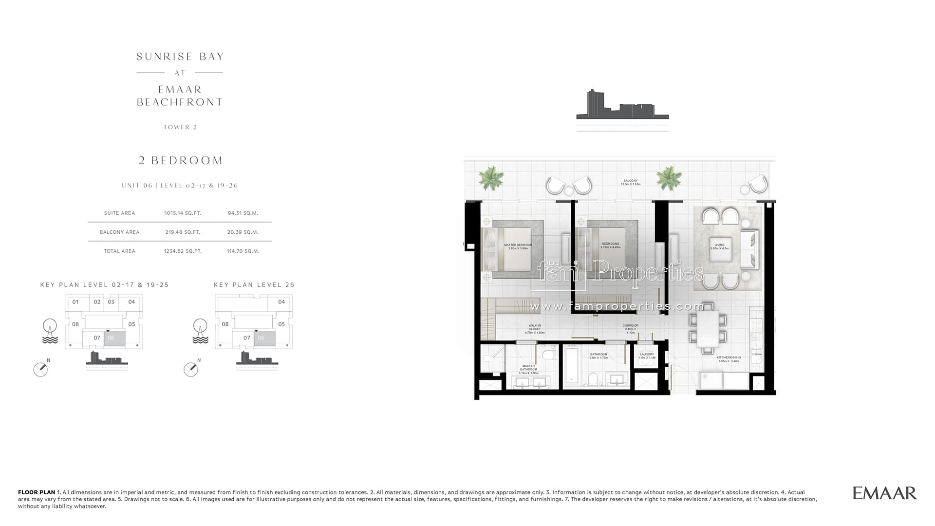 Sunrise Bay Tower 2, 2-Bed Floor Plan, type: 2 Bedroom