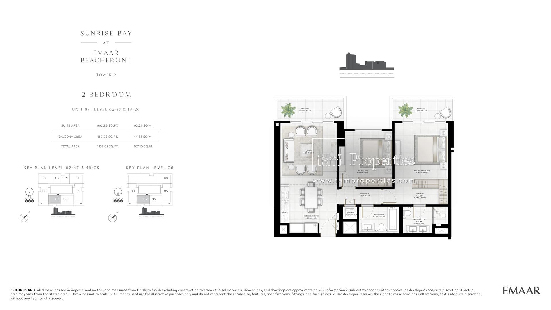 Sunrise Bay Tower 2, 2-Bed Floor Plan, type: 2 Bedroom