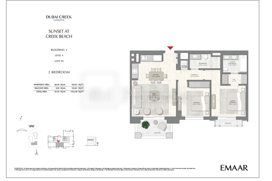 Sunset at Creek Beach Building 1, 2-Bed Floor Plan, type: 2 Bedroom