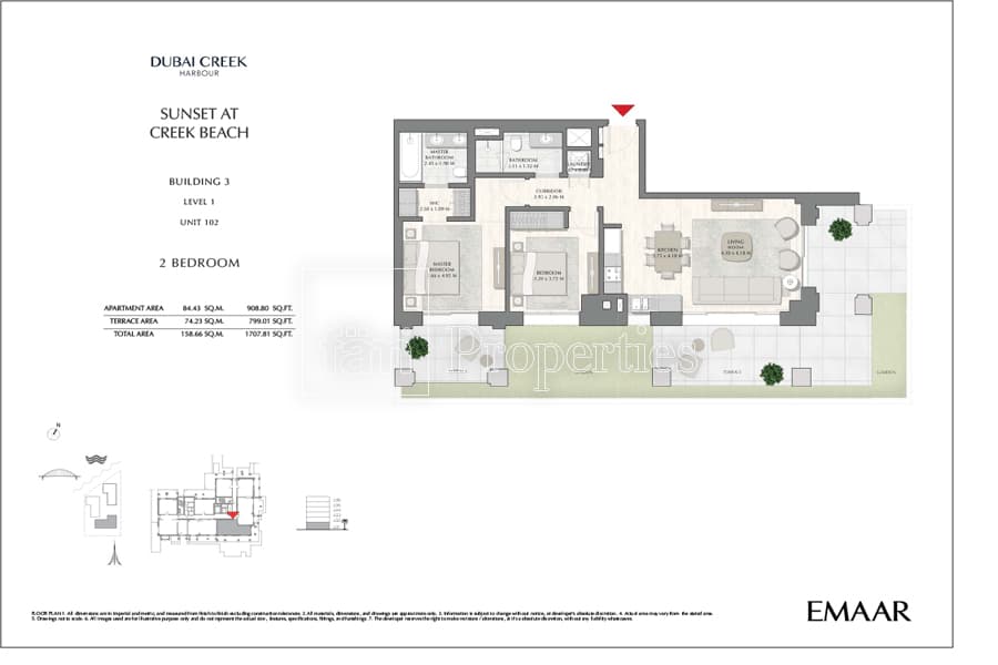 Sunset at Creek Beach Building 1, 2-Bed Floor Plan, type: 2 Bedroom