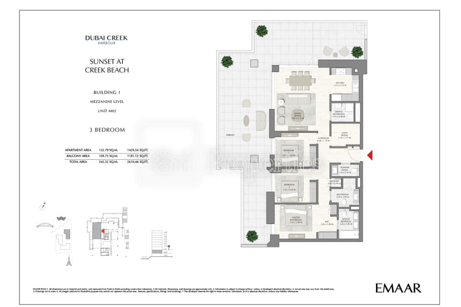 Sunset at Creek Beach Building 1, 3-Bed Floor Plan, type: 3 Bedroom