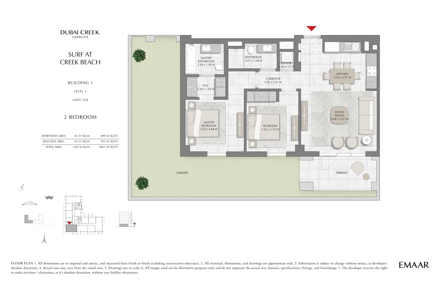 Surf at Creek Beach Building 1, 2-Bed Floor Plan, type: 2 Bedroom