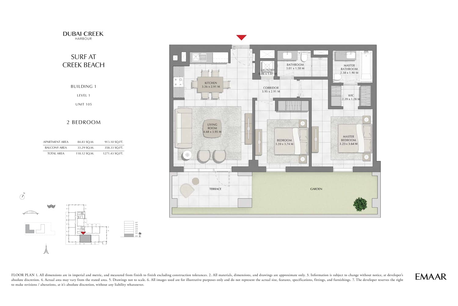 Surf at Creek Beach Building 1, 2-Bed Floor Plan, type: 2 Bedroom