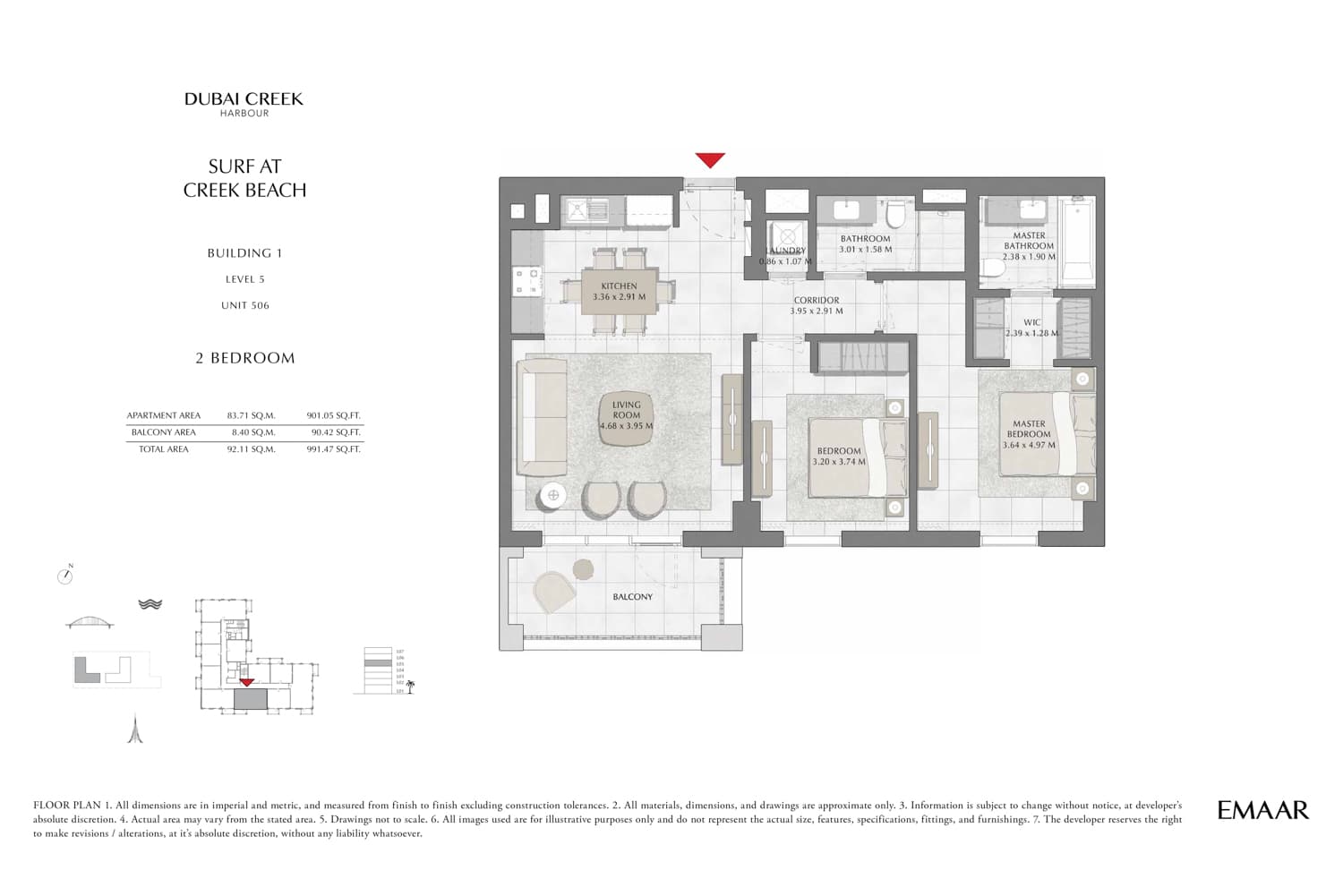 Surf at Creek Beach Building 1, 2-Bed Floor Plan, type: 2 Bedroom
