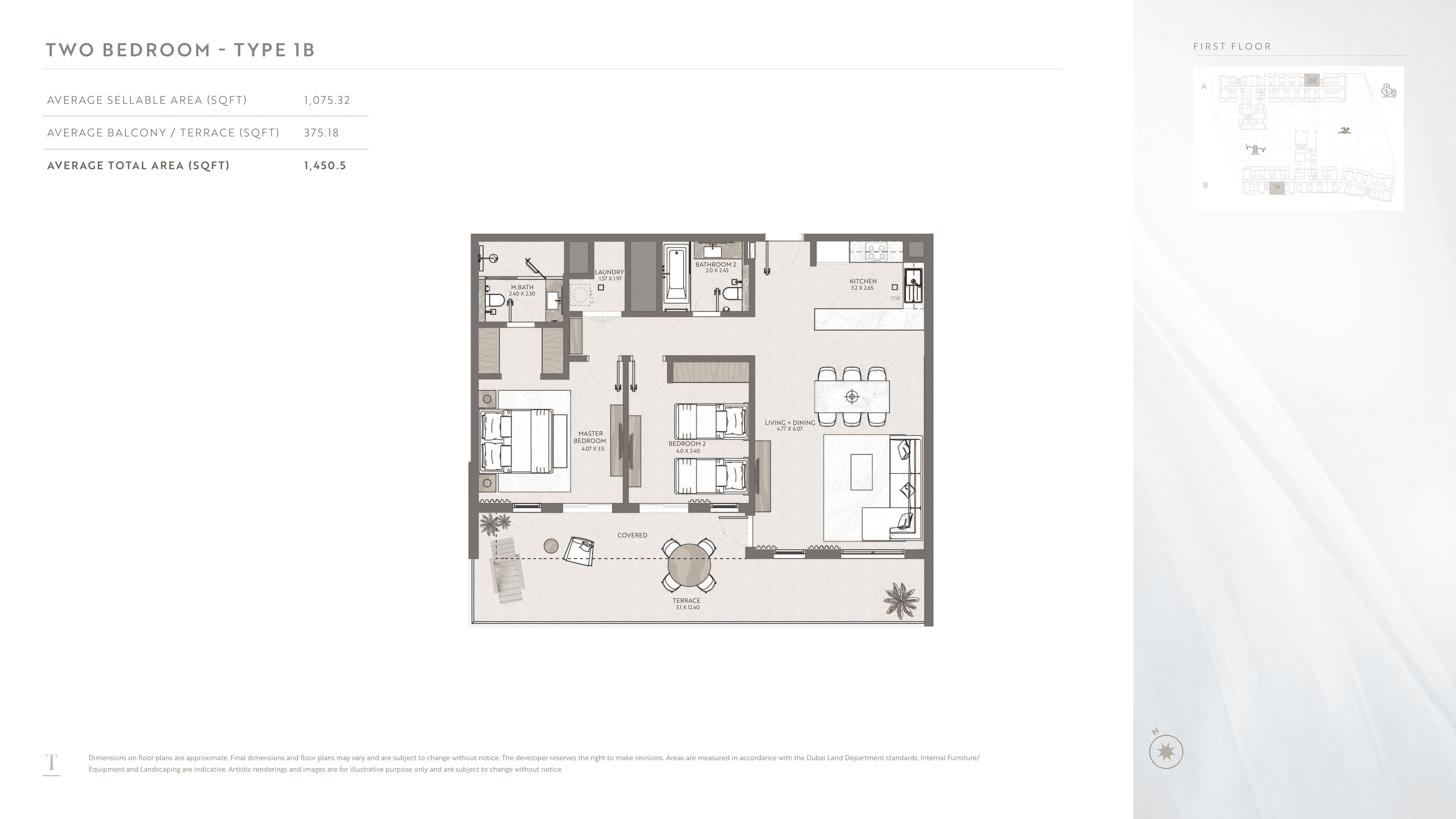 Terrazzo A, 2-Bed Floor Plan, type: