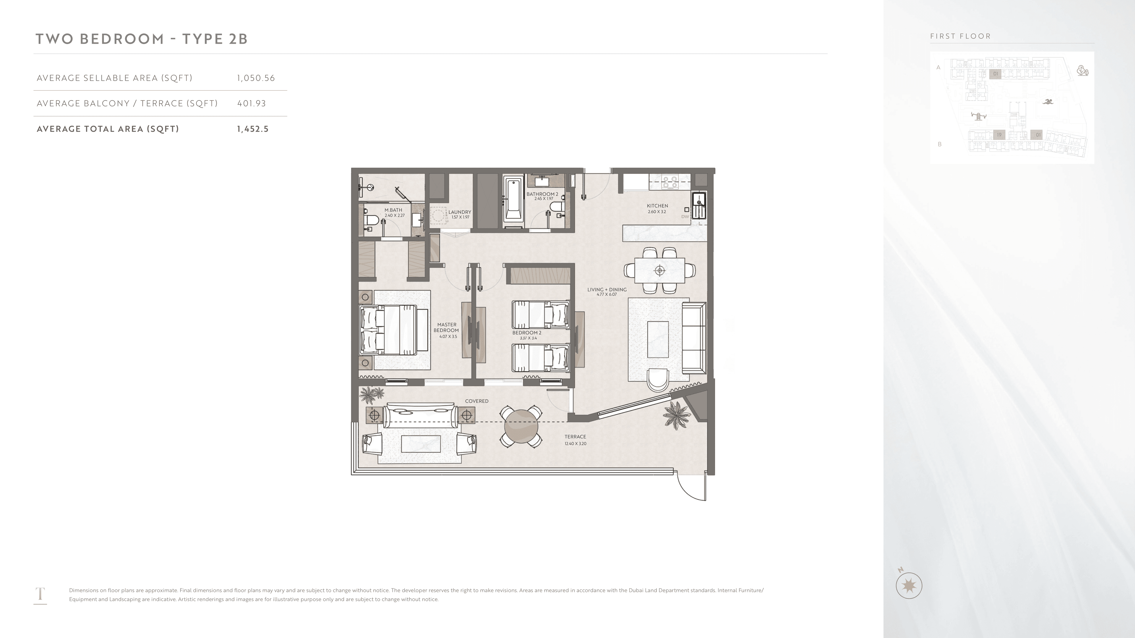 Terrazzo A, 2-Bed Floor Plan, type: