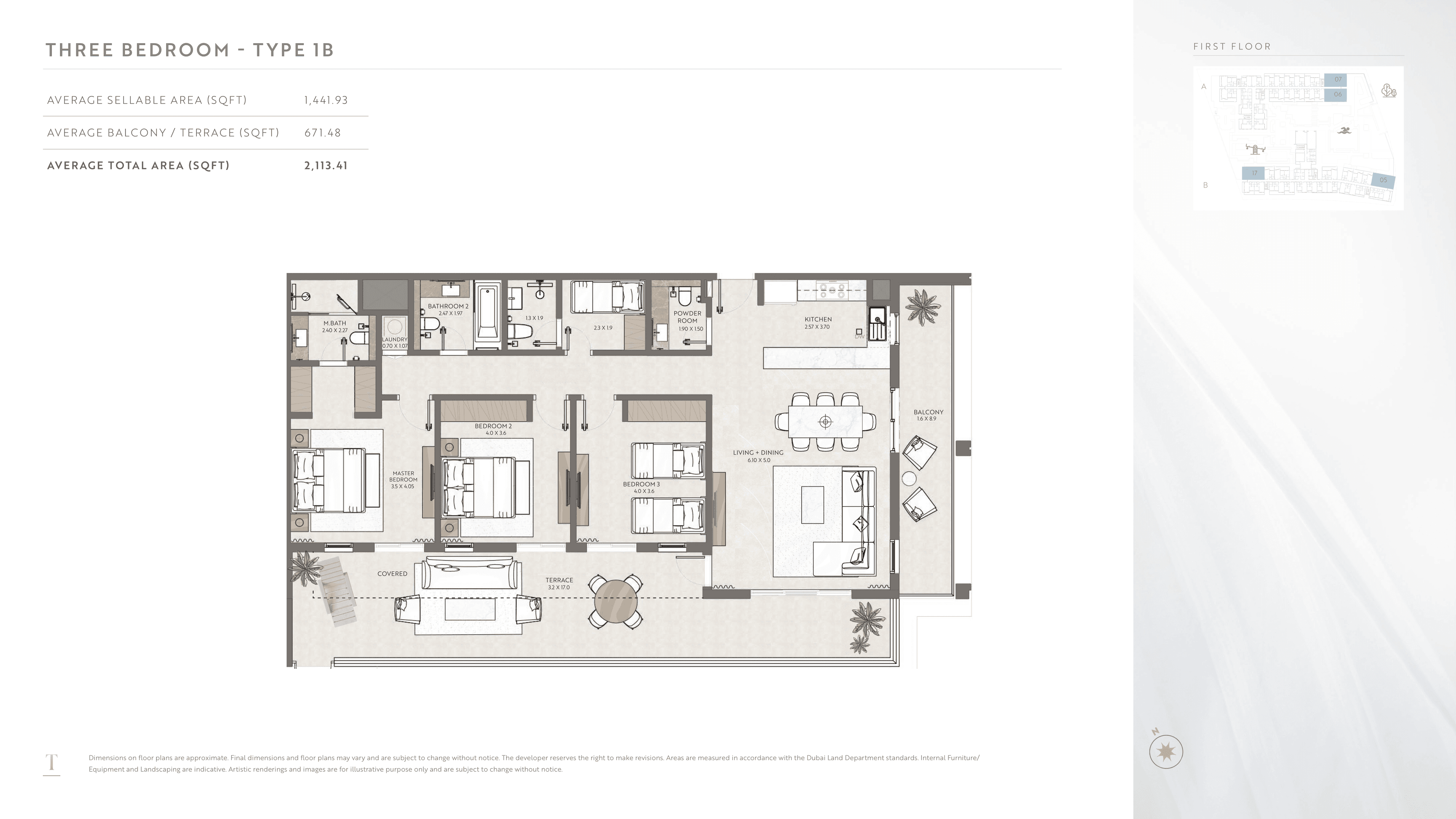 Terrazzo A, 3-Bed Floor Plan, type: