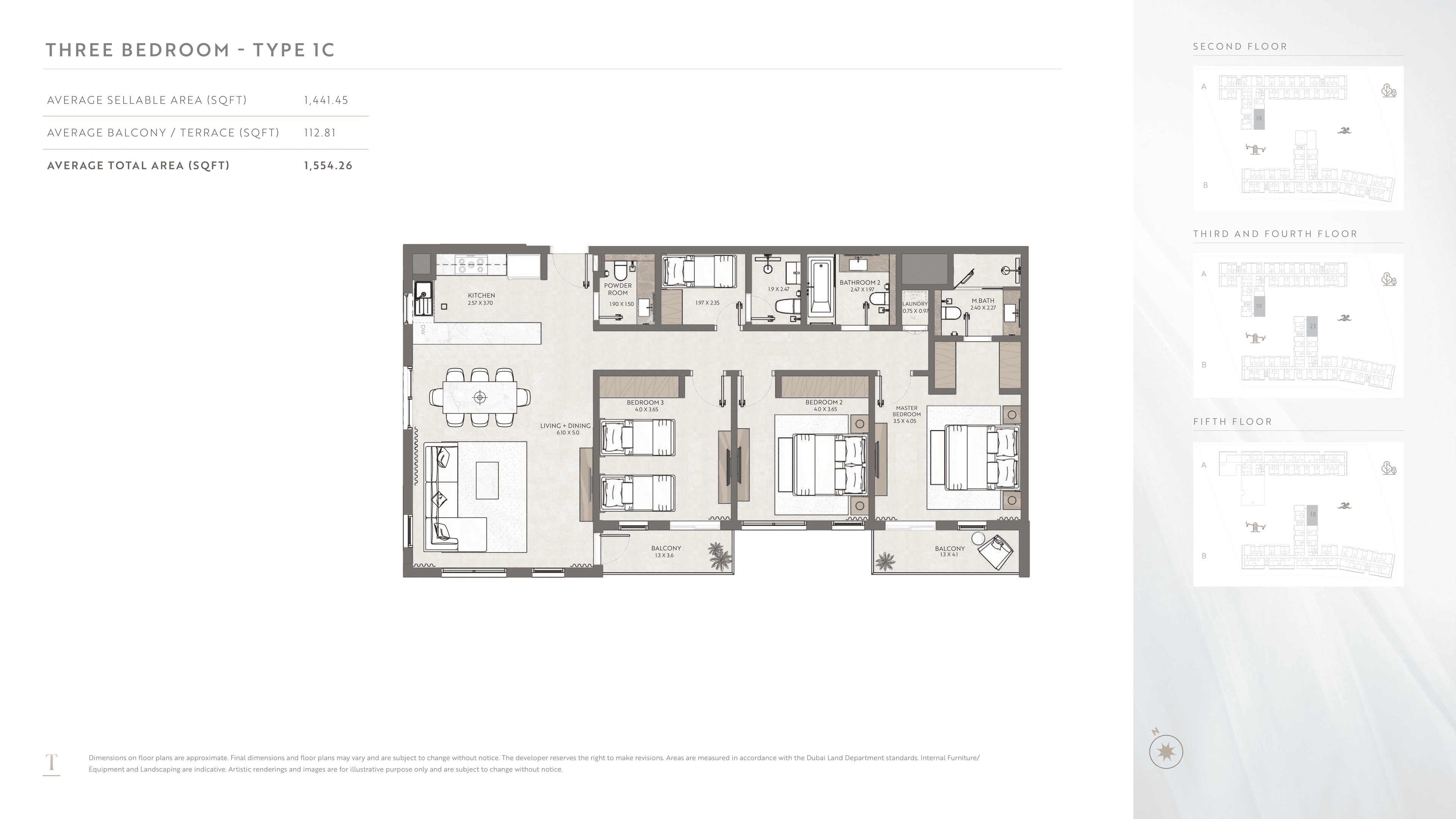 Terrazzo A, 3-Bed Floor Plan, type: