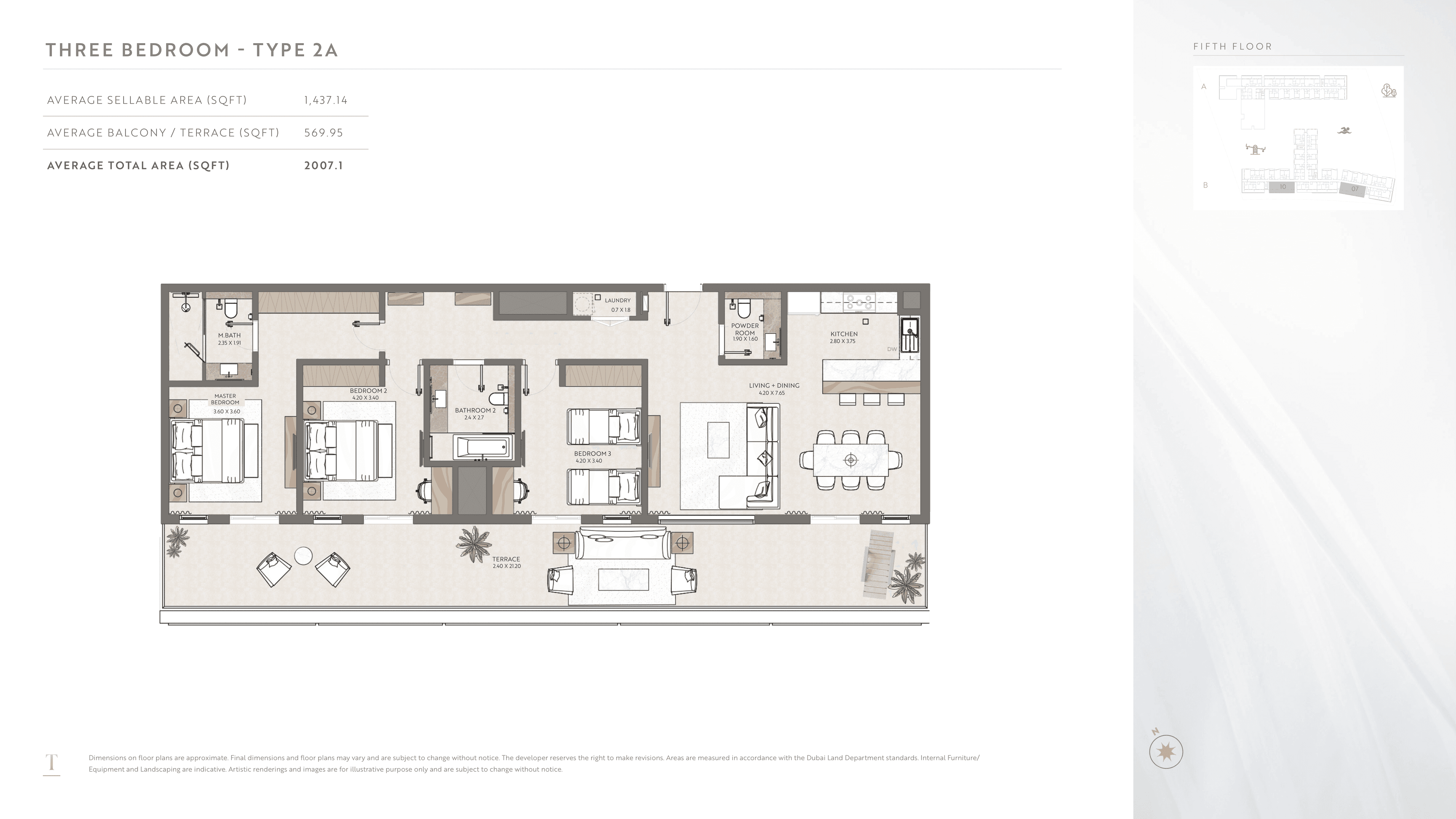 Terrazzo A, 3-Bed Floor Plan, type: