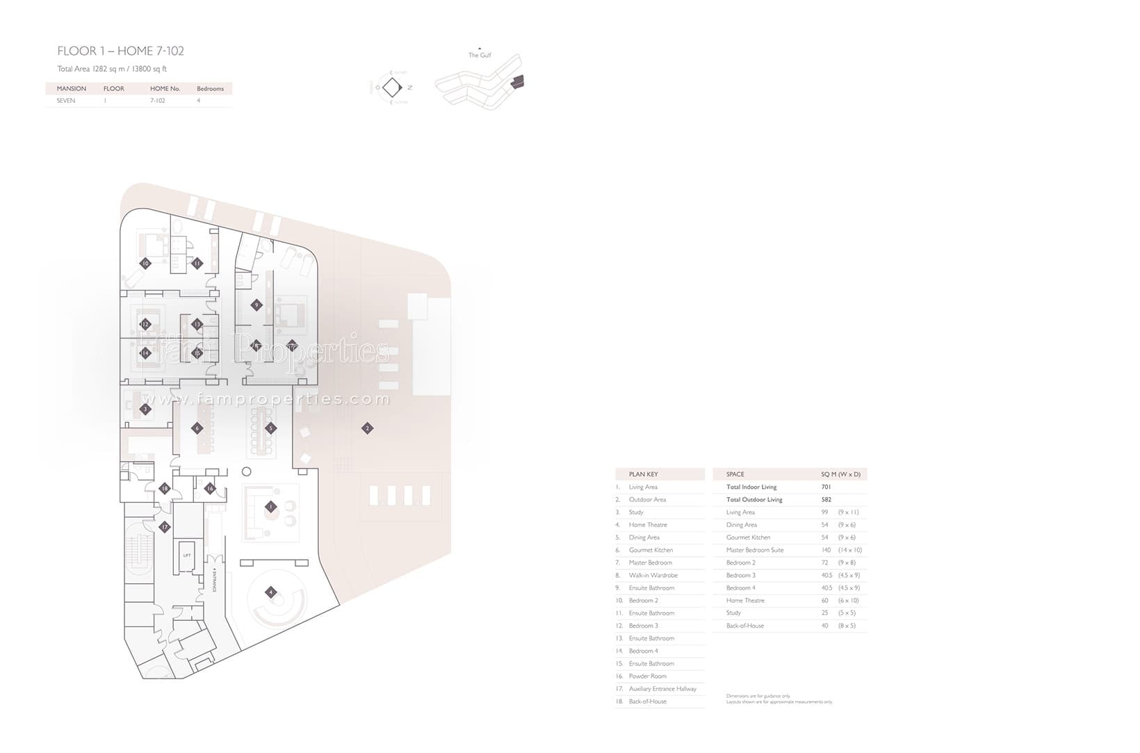 W Residences Palm Jumeirah, 4-Bed Floor Plan, type: 4 Bedroom Mansion