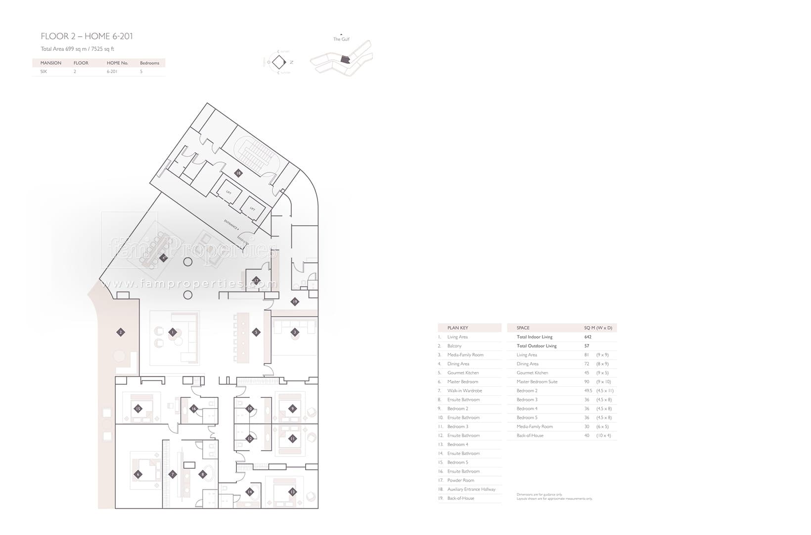W Residences Palm Jumeirah, 5-Bed Floor Plan, type: 5 Bedroom Mansion