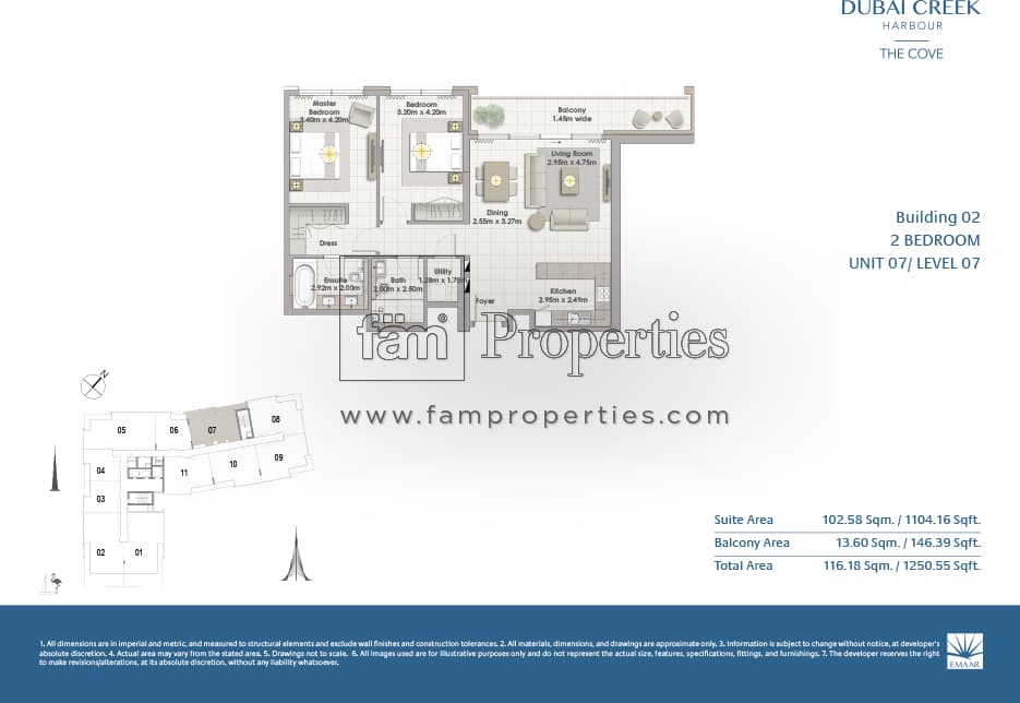 The Cove Building 2, 2-Bed Floor Plan, type: 2 Bedroom