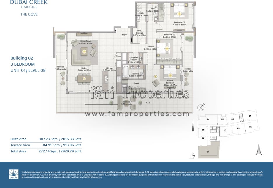 The Cove Building 2, 3-Bed Floor Plan, type: 3 Bedroom