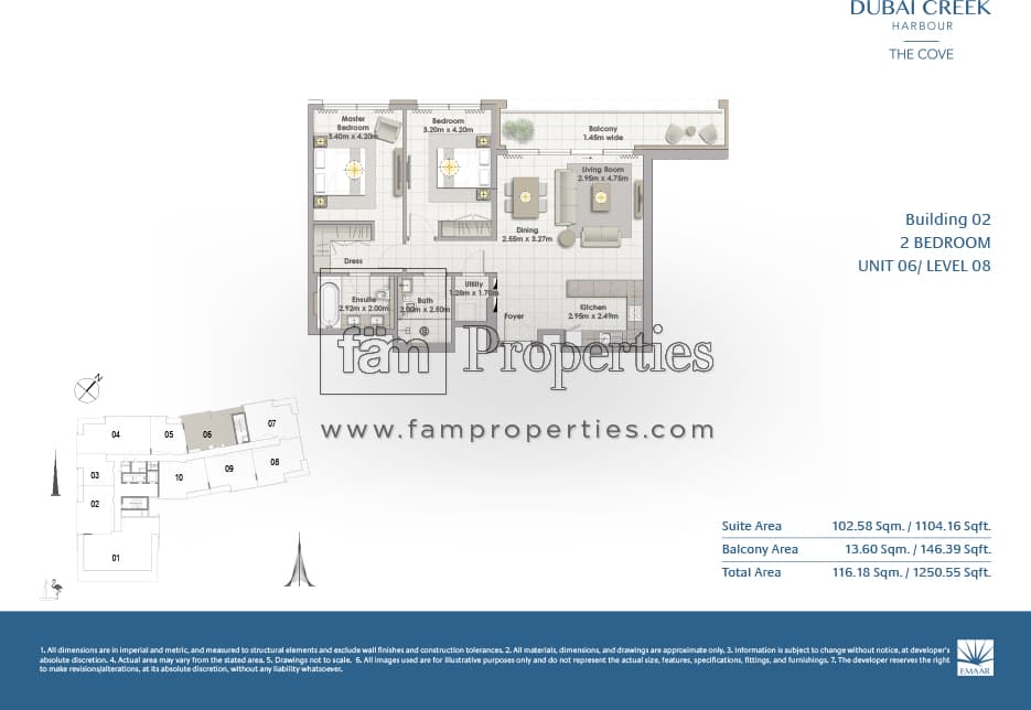 The Cove Building 2, 2-Bed Floor Plan, type: 2 Bedroom