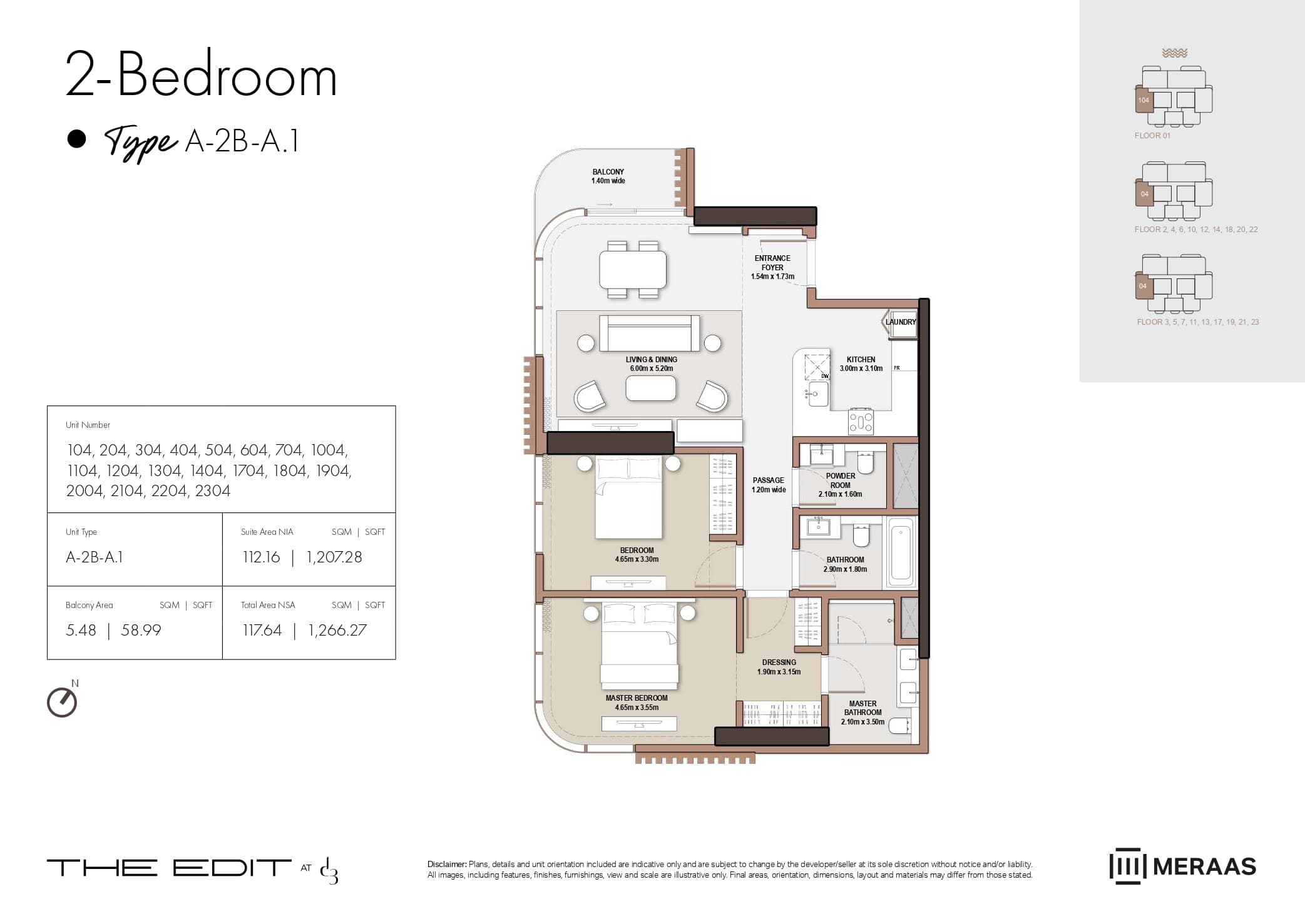 The Edit at D3 Tower A, 2-Bed Floor Plan, type: 2 Bed