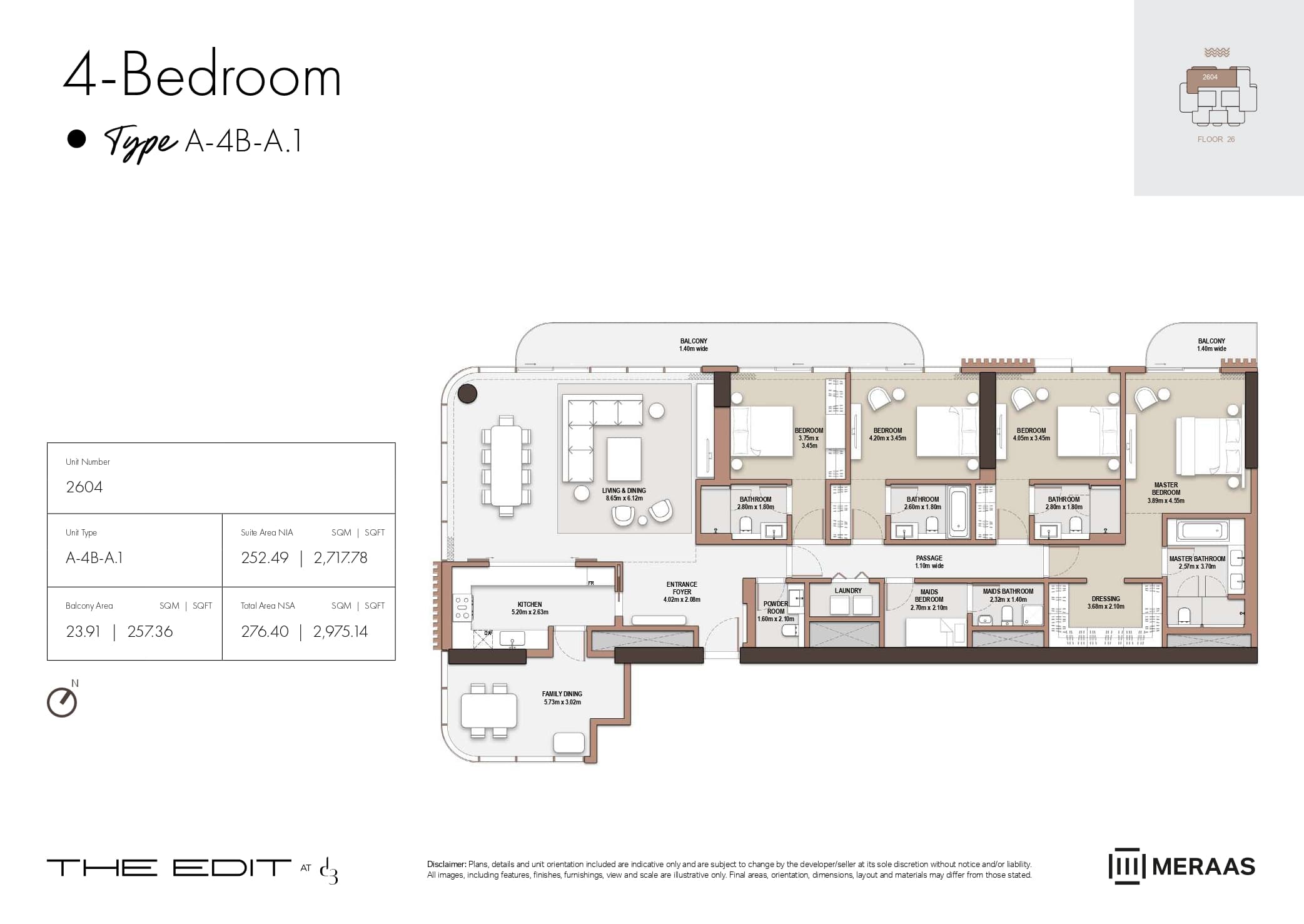The Edit at D3 Tower A, 4-Bed Floor Plan, type: 4 Bed