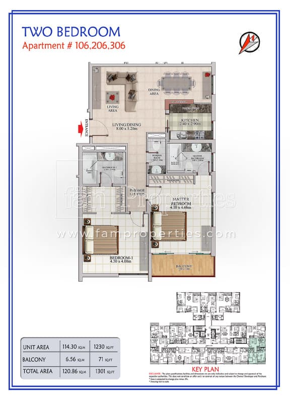 The Galleries, 2-Bed Floor Plan, type: 2 Bedroom