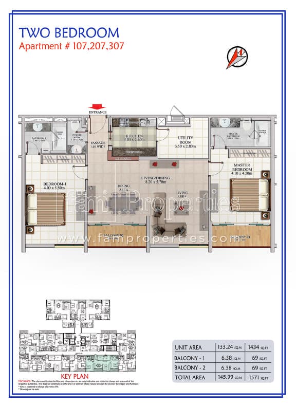 The Galleries, 2-Bed Floor Plan, type: 2 Bedroom