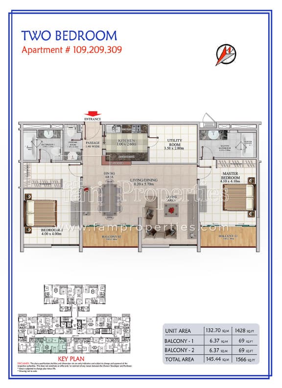 The Galleries, 2-Bed Floor Plan, type: 2 Bedroom