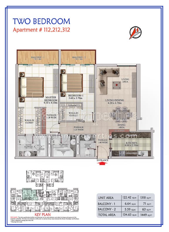 The Galleries, 2-Bed Floor Plan, type: 2 Bedroom