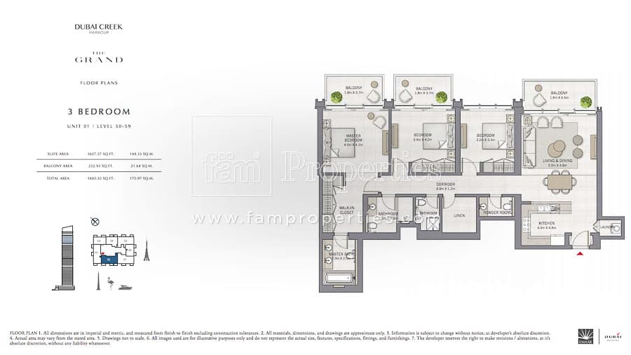 The Grand, 3-Bed Floor Plan, type: 3 Bedroom